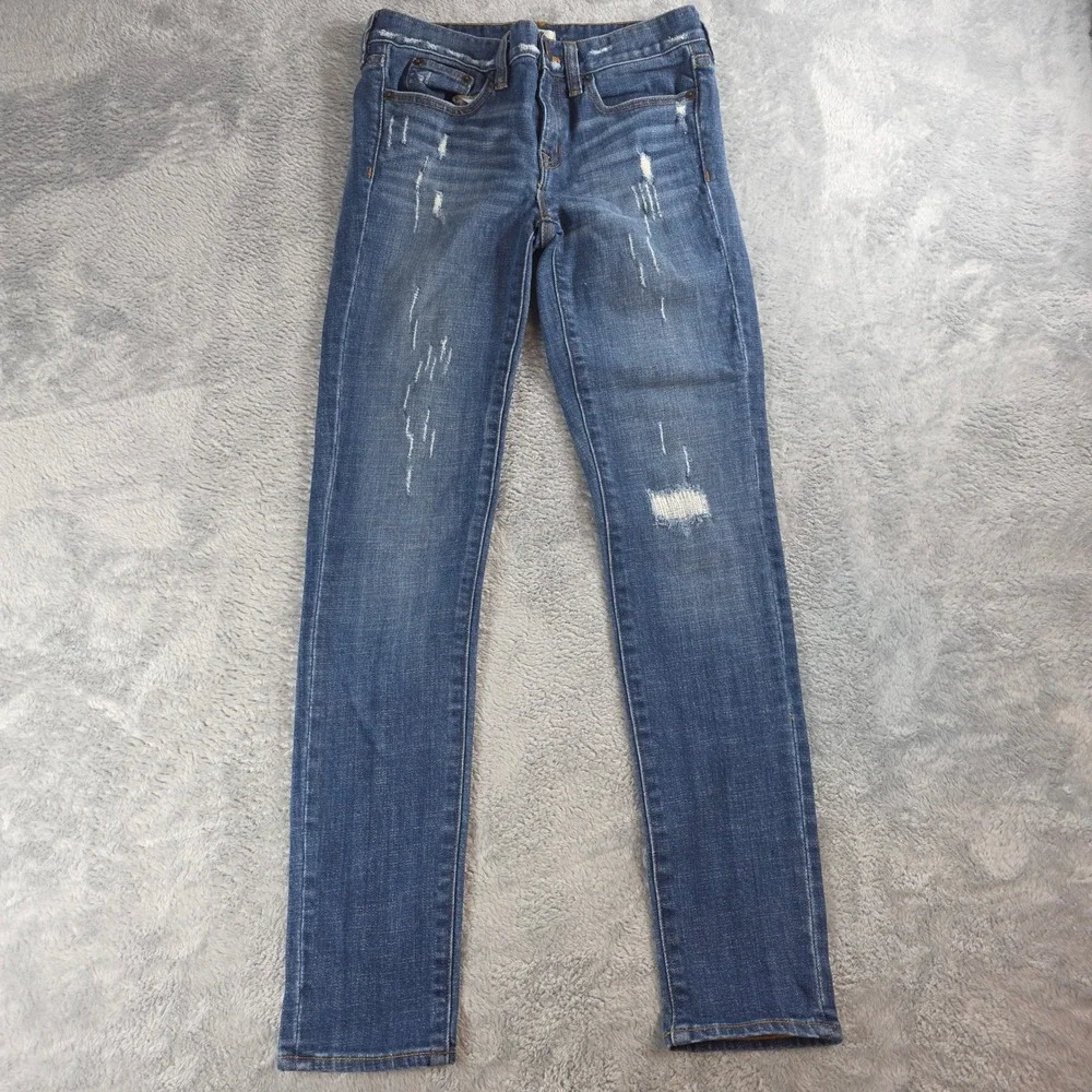 J.Crew‎ Womens 24 Indigo Blue Jeans Stretch Distressed Slim 08410